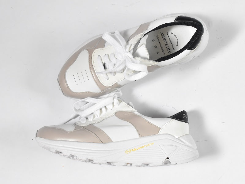 0001 Roundtoe Lace Up High tech LeatherSneakers AL2500SN Whitecombi 木型 . C1699