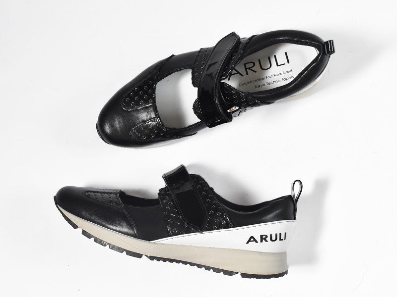 0001 Wingtip One Strap Velcro Sneakers AL2525SN Blackcombi 木型 . F1888
