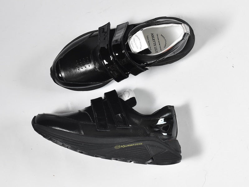 0001 Round Toe Double Velcro High tech Leather Sneakers AL2551SN Black 木型 . C1699