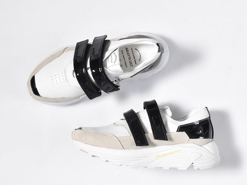 0001 Round Toe Double Velcro High tech Leather Sneakers AL2551SN Whitecombi 木型 . C1699