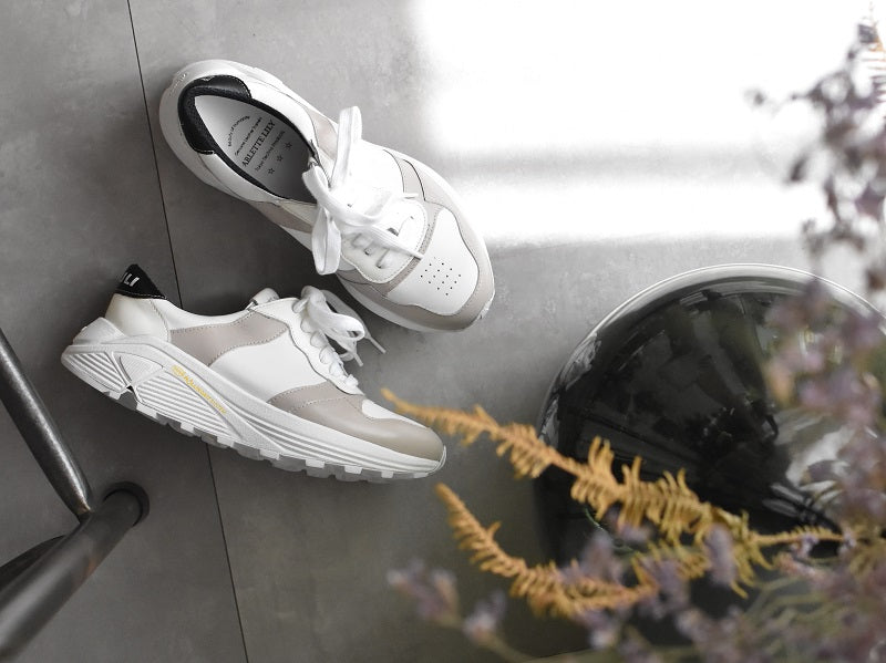 0001 Roundtoe Lace Up High tech LeatherSneakers AL2500SN Whitecombi 木型 . C1699