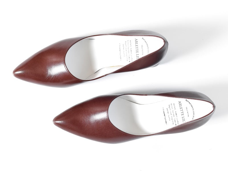 014 ポインテッドミッドラインカットプレーンパンプス AL2417P Darkbrown 木型No.HARVEST