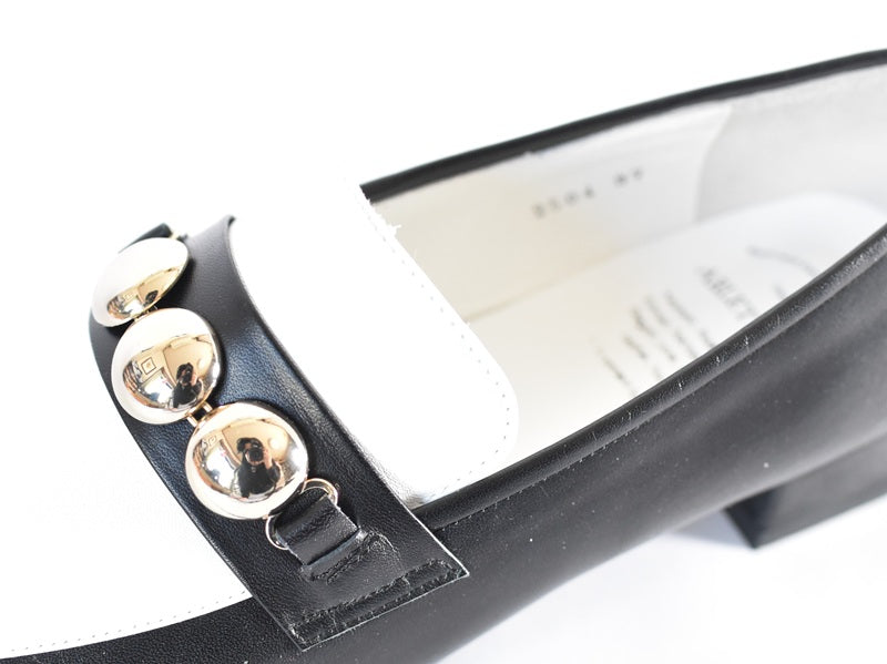 スクエアトウ三連メタルビットモカシンレインシューズ AL2504K Black/White 木型No.OGA