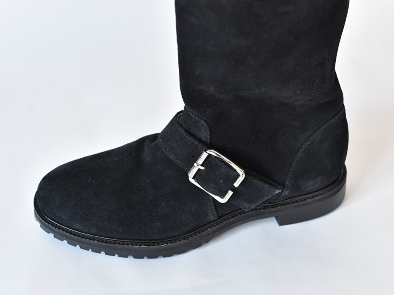 1024 ドレープベルテッドハーフブーツ AL2487HB Blackvelour 木型No.G1913
