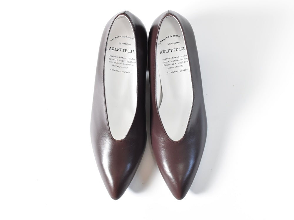 002 ポインテッドUカットパンプス AL1910P Darkbrown 木型No.X1395