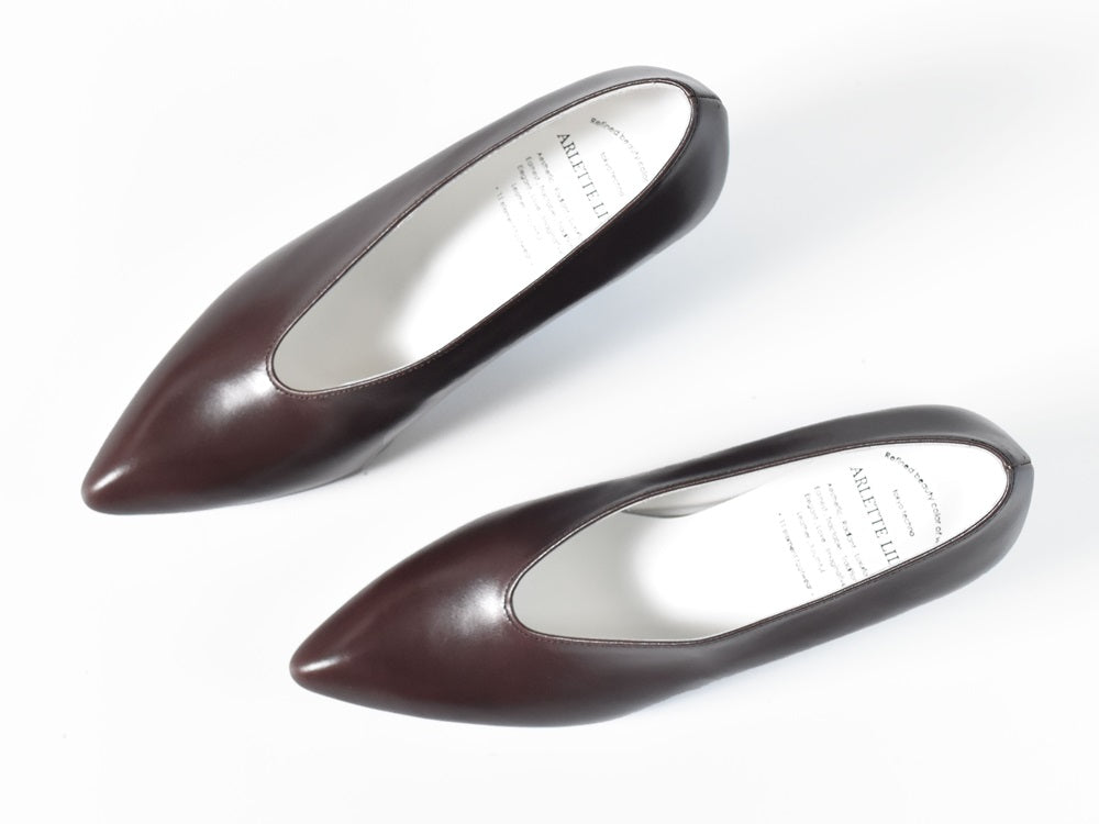 002 ポインテッドUカットパンプス AL1910P Darkbrown 木型No.X1395