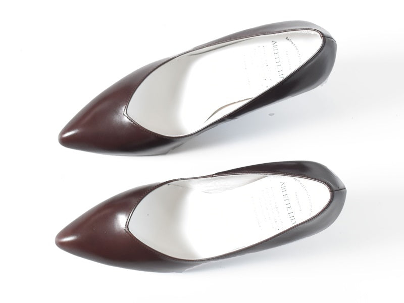 001 ポインテッドVカットプレーンパンプス AL1801P Darkbrown 木型No.X1395