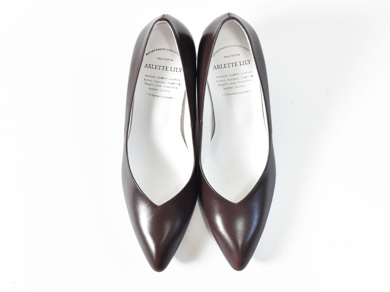 001 ポインテッドVカットプレーンパンプス AL1801P Darkbrown 木型No.X1395