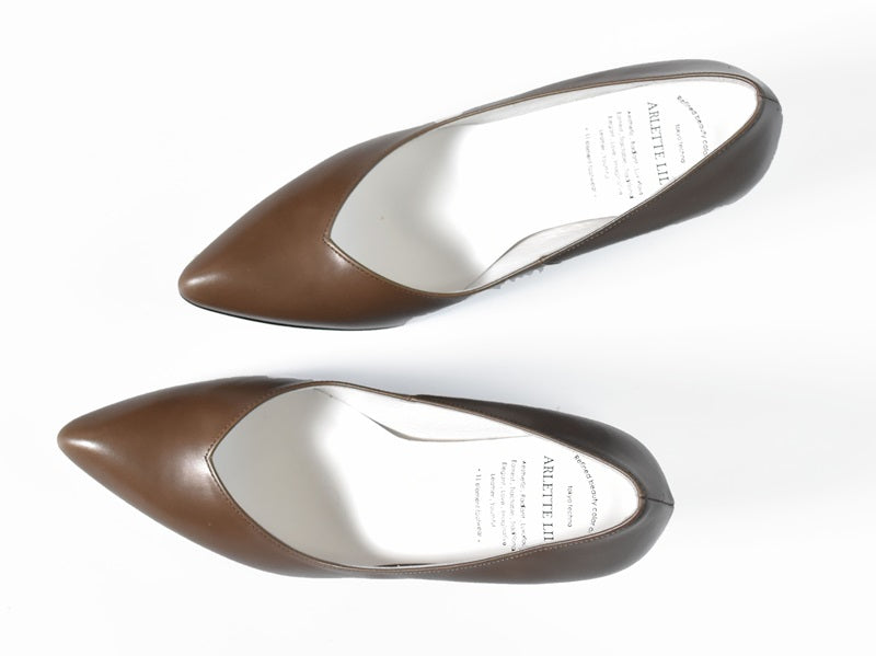001 ポインテッドVカットプレーンパンプス AL1801P Khaki 木型No.X1395
