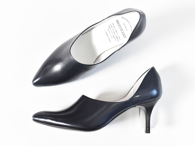 004 ポインテッドセパレートパンプス AL2231P Navy 木型No.X1395