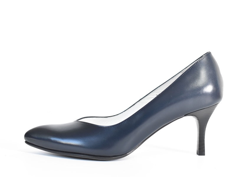 001 ポインテッドVカットプレーンパンプス AL1801P Navy 木型No.X1395
