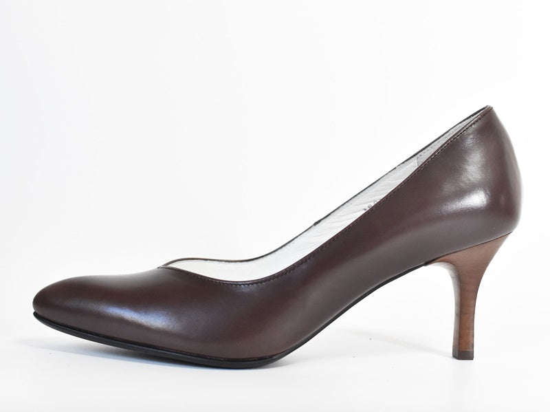 001 ポインテッドVカットプレーンパンプス AL1801P Darkbrown 木型No.X1395
