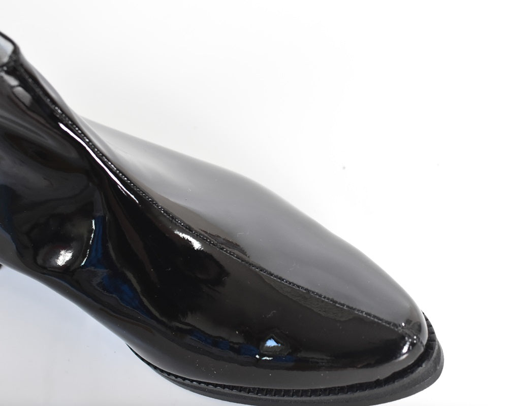 021 ポインテッドワンポイントスタッズショートブーツ AL2477SB Blackenamel 木型No.G1729