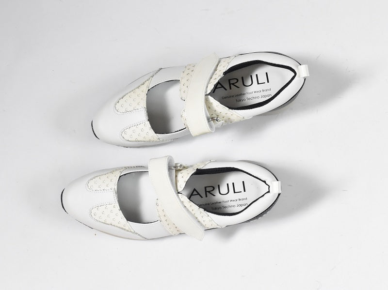 0001 Wingtip One Strap Velcro Sneakers AL2525SN Whitecombi 木型 . F1888