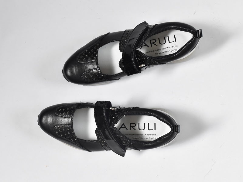 0001 Wingtip One Strap Velcro Sneakers AL2525SN Blackcombi 木型 . F1888