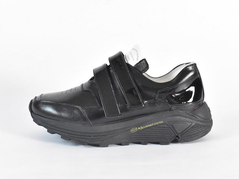 0001 Round Toe Double Velcro High tech Leather Sneakers AL2551SN Black 木型 . C1699