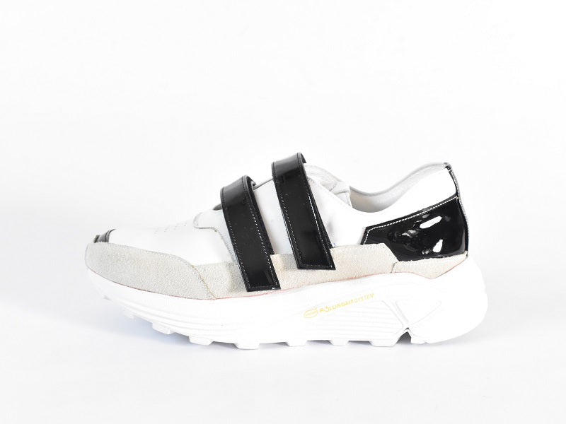0001 Round Toe Double Velcro High tech Leather Sneakers AL2551SN Whitecombi 木型 . C1699