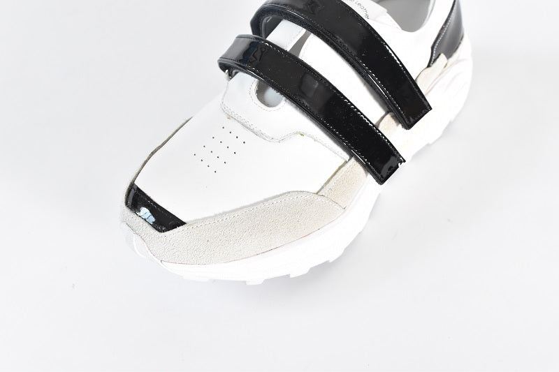 0001 Round Toe Double Velcro High tech Leather Sneakers AL2551SN Whitecombi 木型 . C1699
