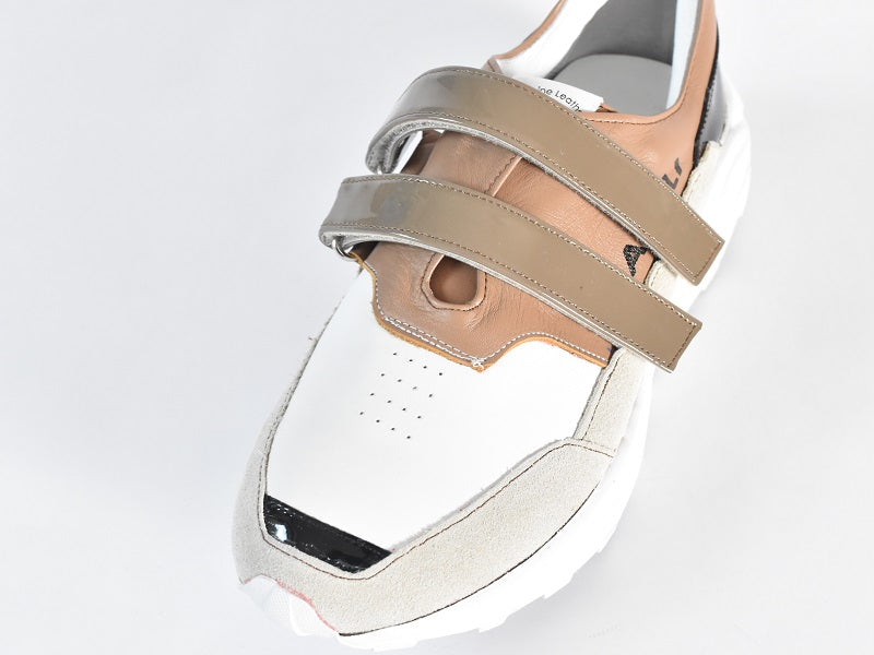 0001 Round Toe Double Velcro High tech Leather Sneakers AL2551SN Browncombi 木型 . C1699