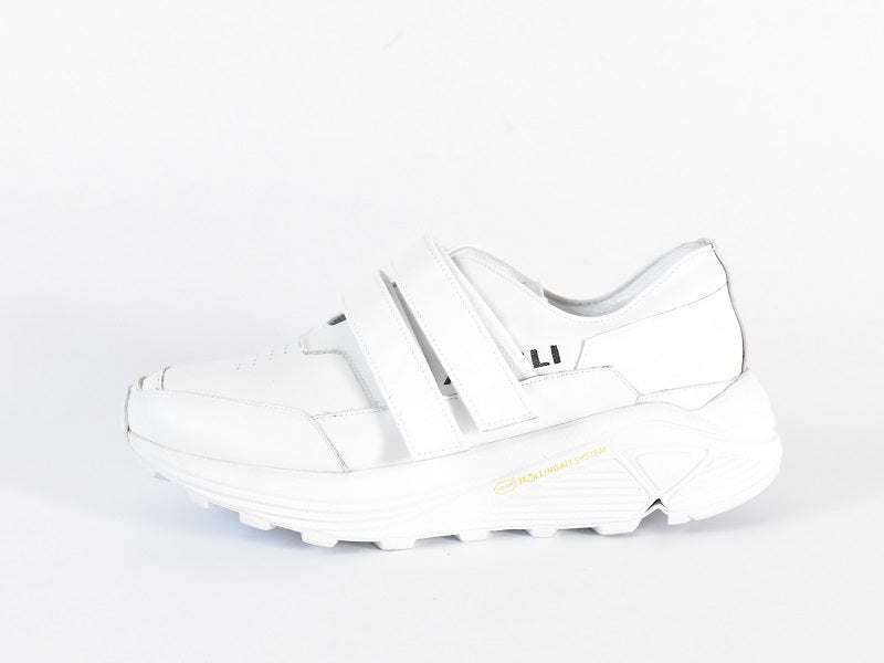 0001 Round Toe Double Velcro High tech Leather Sneakers AL2551SN White/White 木型 . C1699