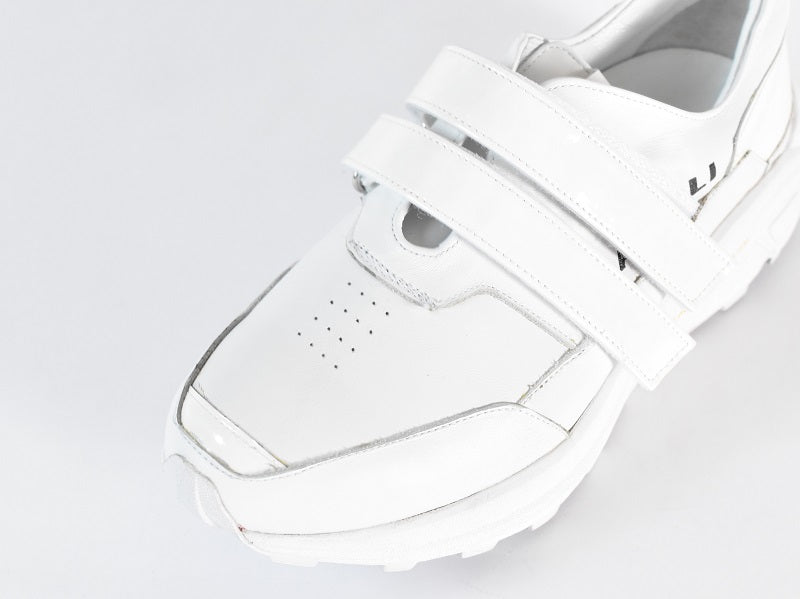 0001 Round Toe Double Velcro High tech Leather Sneakers AL2551SN White/White 木型 . C1699