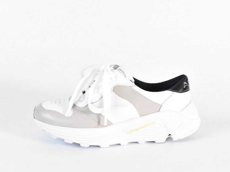 0001 Roundtoe Lace Up High tech LeatherSneakers AL2500SN Whitecombi 木型 . C1699