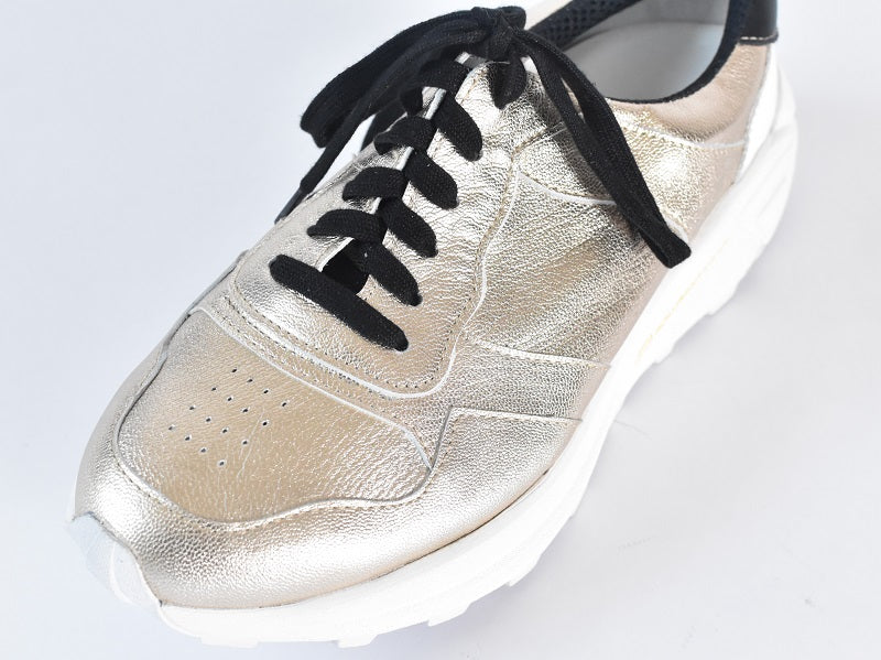 0001 Roundtoe Lace Up Highttech LeatherSneakers AL2500SN Goldcombi 木型 . C1699