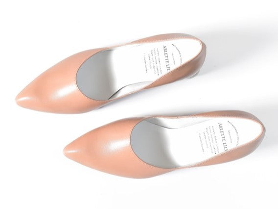 014  ポインテッドミッドラインカットプレーンパンプス　AL2417P   Beige　　木型No.HARVEST