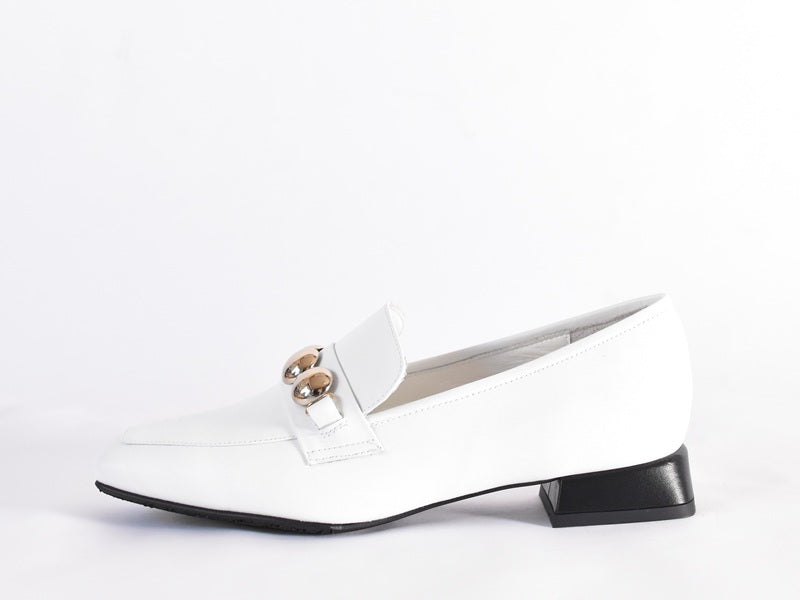 0004  スクエアトウ三連メタルビットモカシンレインシューズ　AL2504K  White　木型No. OGA (コピー)