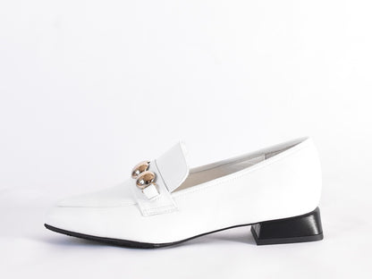 0004  スクエアトウ三連メタルビットモカシンレインシューズ　AL2504K  White　木型No. OGA (コピー)