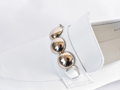 0004  スクエアトウ三連メタルビットモカシンレインシューズ　AL2504K  White　木型No. OGA (コピー)