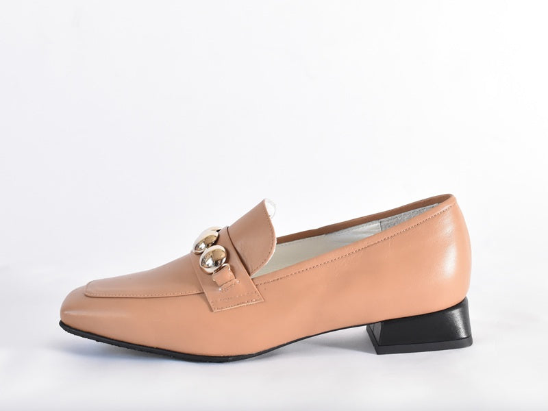 0004  スクエアトウ三連メタルビットモカシンレインシューズ　AL2504K  Beige　木型No.OGA