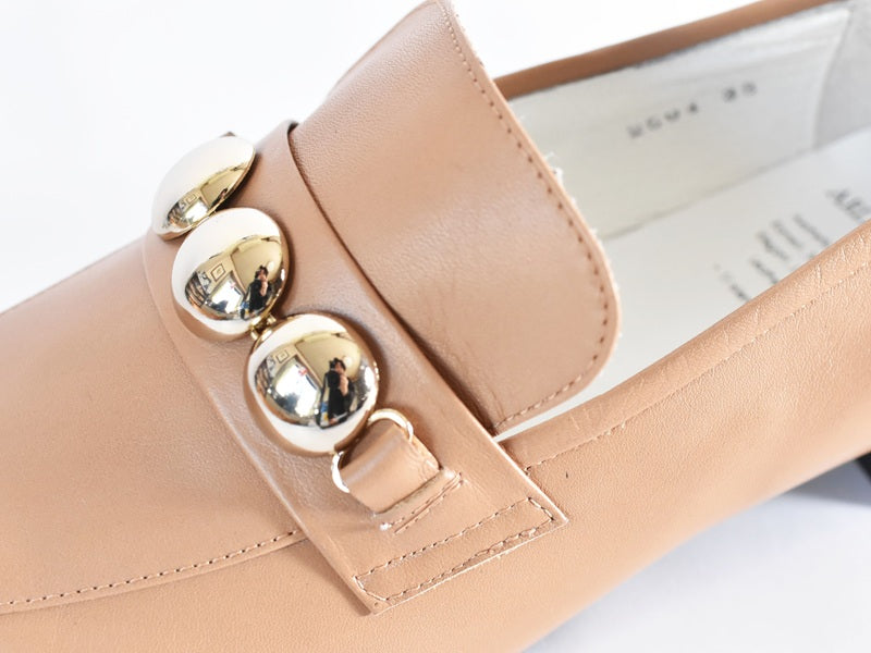 0004  スクエアトウ三連メタルビットモカシンレインシューズ　AL2504K  Beige　木型No.OGA