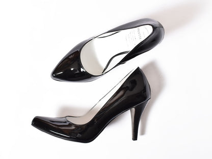 1021  ポインテッドプレーンパンプス　AL1622P  Blackenamel　　木型No.P85062