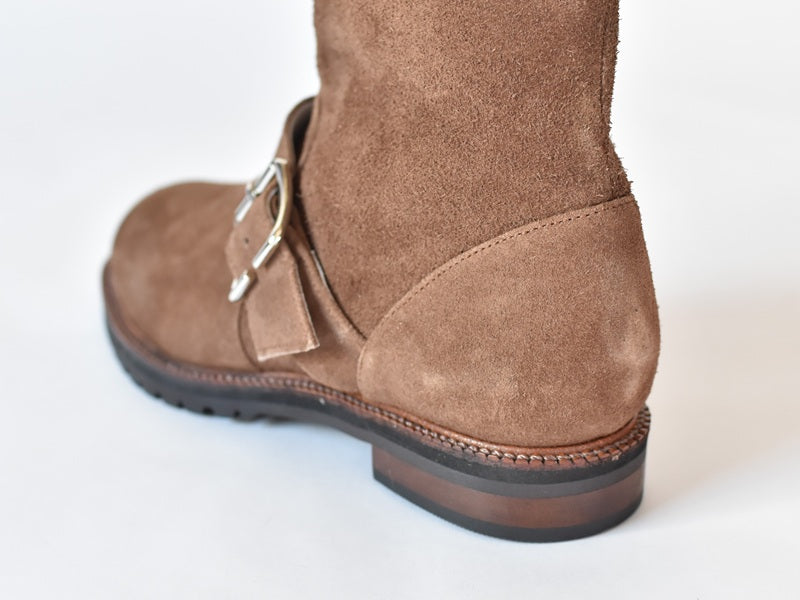 1024  ドレープベルテッドハーフブーツ　AL2487HB  Darkbrownvelour　　木型No.G1913