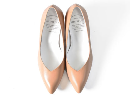 001  ポインテッドVカットプレーンパンプス　AL1801P Beige　　木型No.X1395