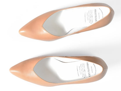 001  ポインテッドVカットプレーンパンプス　AL1801P Beige　　木型No.X1395
