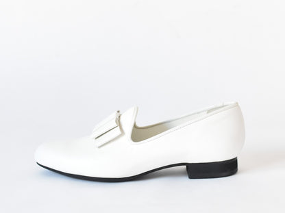 1007  リボンモチーフオペラシューズ　AL1934K  White　　木型No.F1920