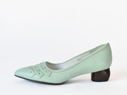 1030  ネイルヘッドフリンジデコレーションパンプス  AL2412P  Lightgreen　　木型No.HARVEST