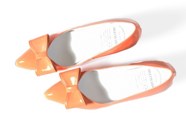 017  レザーリボンエナメルパンプス　AL2419P   Orangeenamel　　木型No.HARVEST