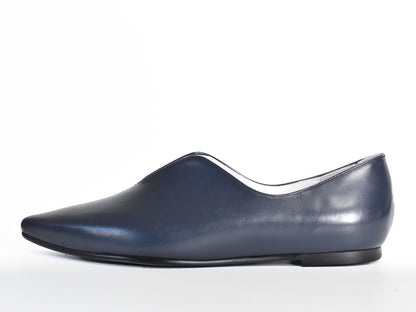 007  セミハートカッティングポインテッドフラットシューズ　AL2301K  Navy　　木型No.A296