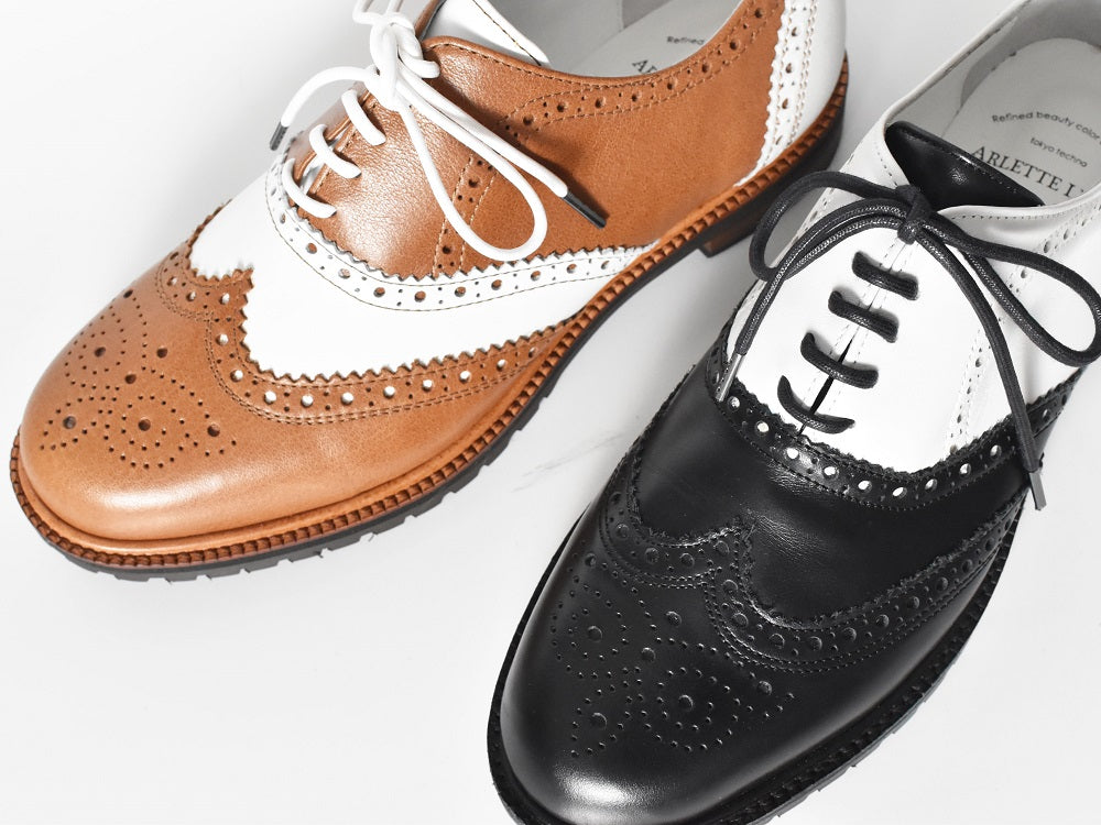 010  クラシックウイングチップバルモラルシューズ　AL2121K  Camel/White　　木型No.C1813