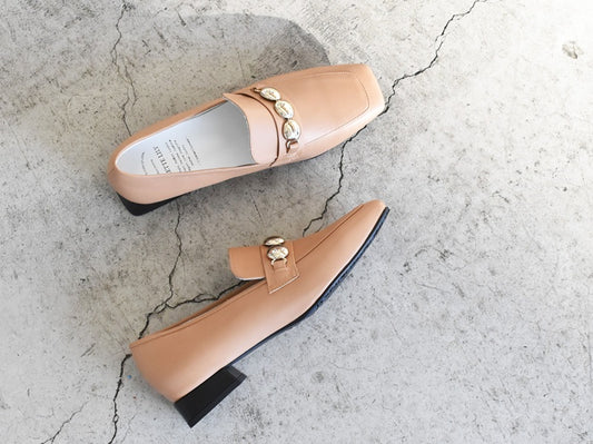 0004  スクエアトウ三連メタルビットモカシンレインシューズ　AL2504K  Beige　木型No.OGA