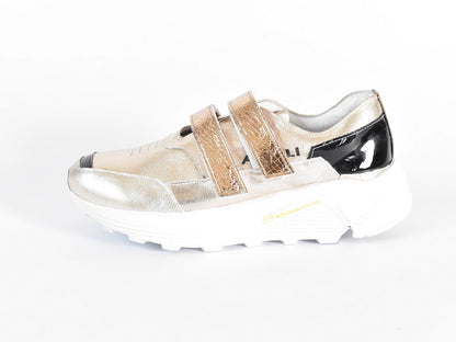 0001　Round Toe Double Velcro High tech Leather Sneakers　AL2551SN  Goldcombi　木型 . C1699